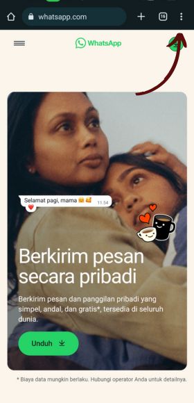 titik tiga browser chrome hp